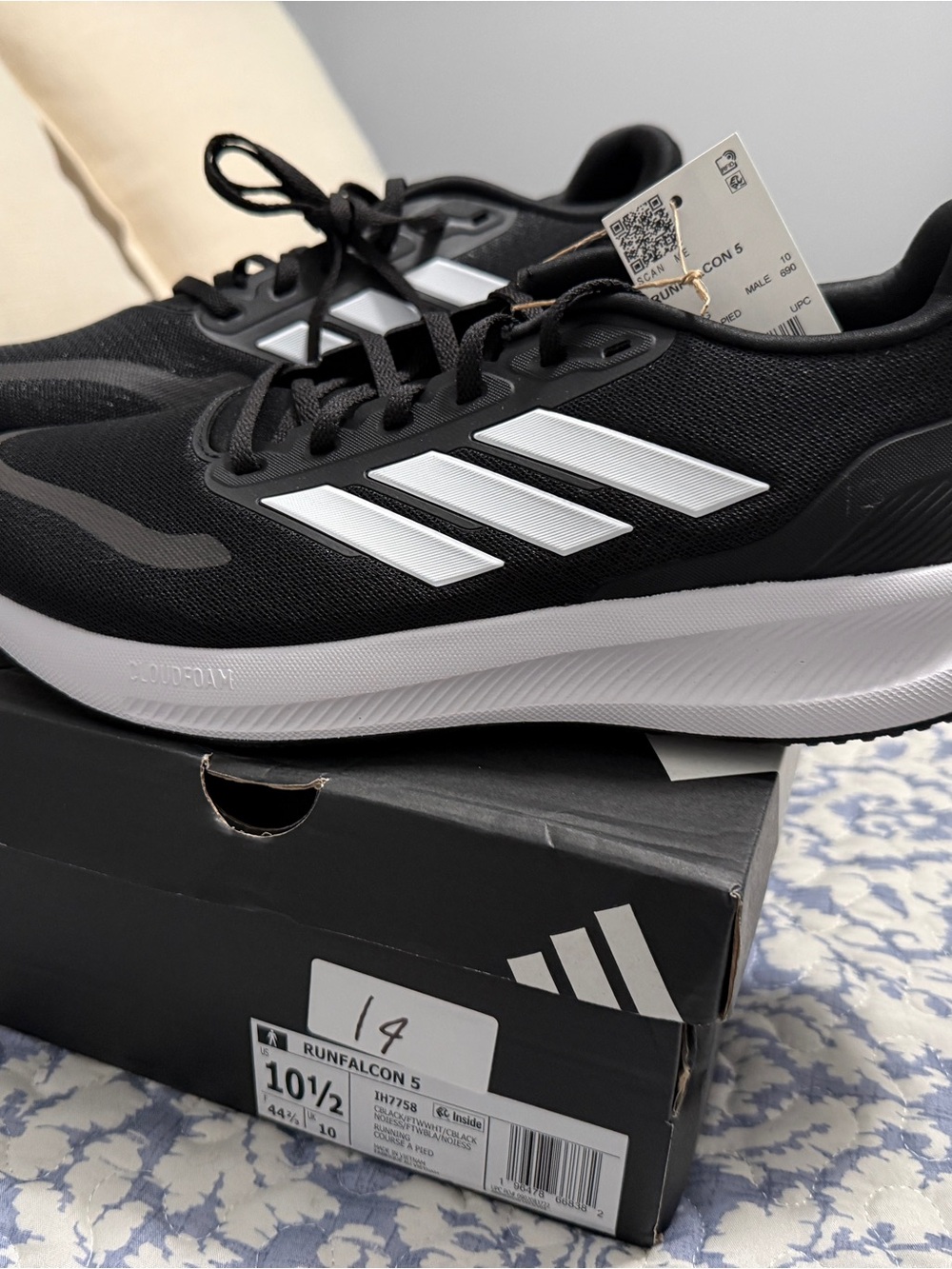 adidas Runfalcon Men's Black and White Athletic Sneakers